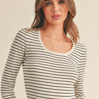 Sloan Stripe Long Sleeve Top - Black/Cream