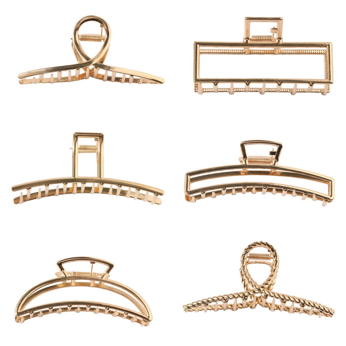 6-Pack Gold Tone Metal Hair Claws, Strong Hold_CWABE0199 - Cloth + Cabin