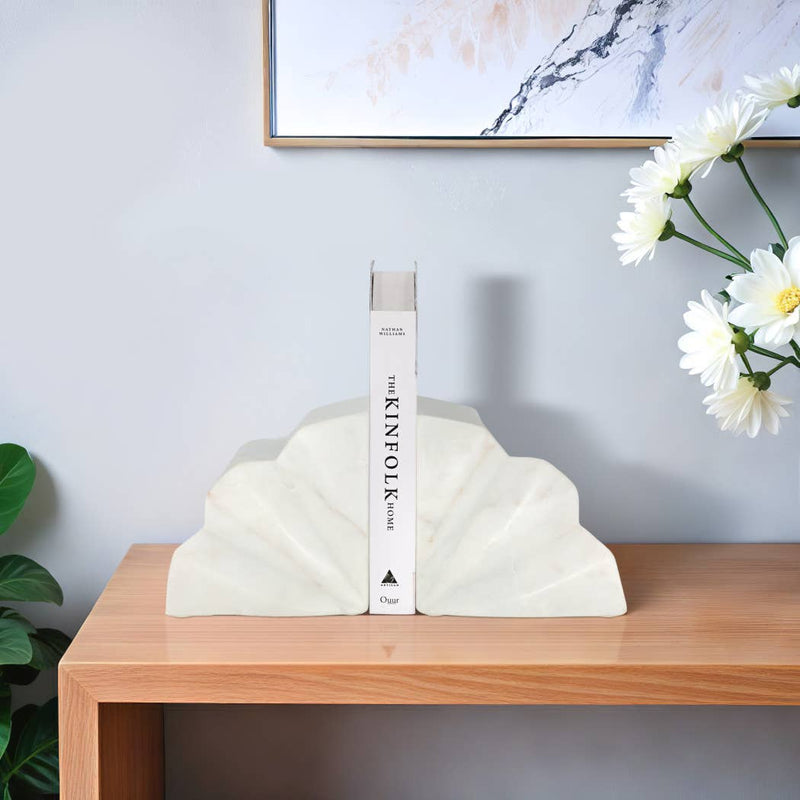 Marble Fluted Bookends / Set of 2 - Cloth + Cabin