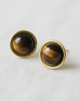 Vintage Inspired Round Tiger's Eye Studs