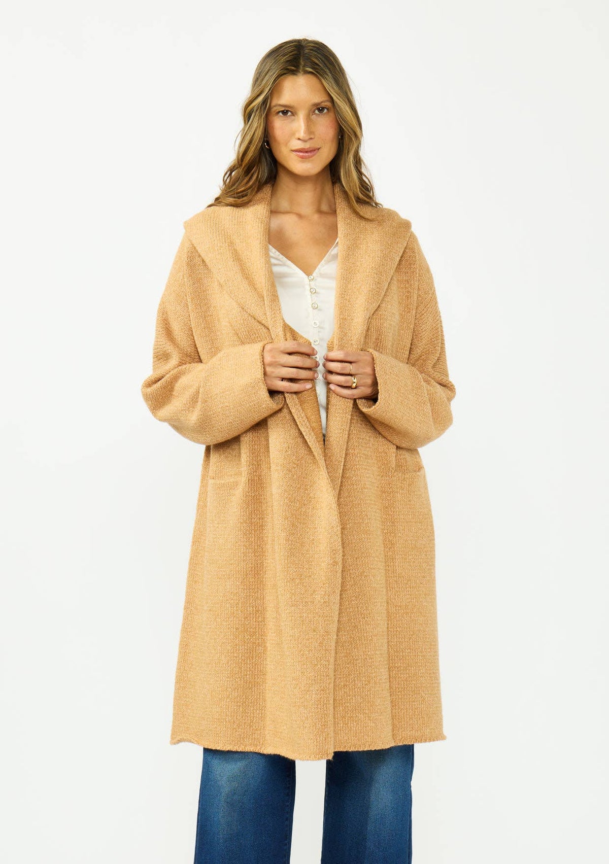 Arely Cozy Oversized Two Pocket Hooded Cardigan