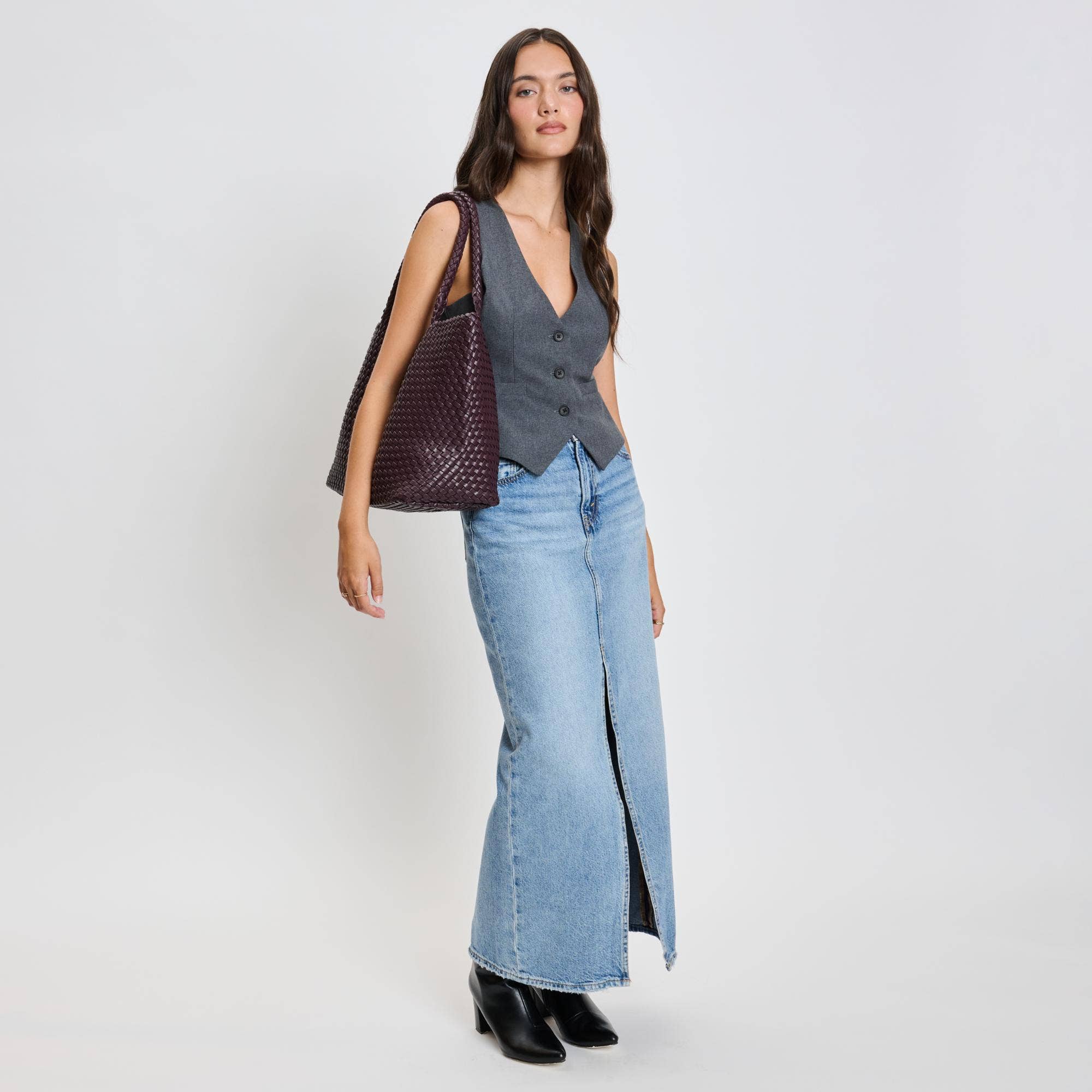 Solana Woven Vegan Leather Tote