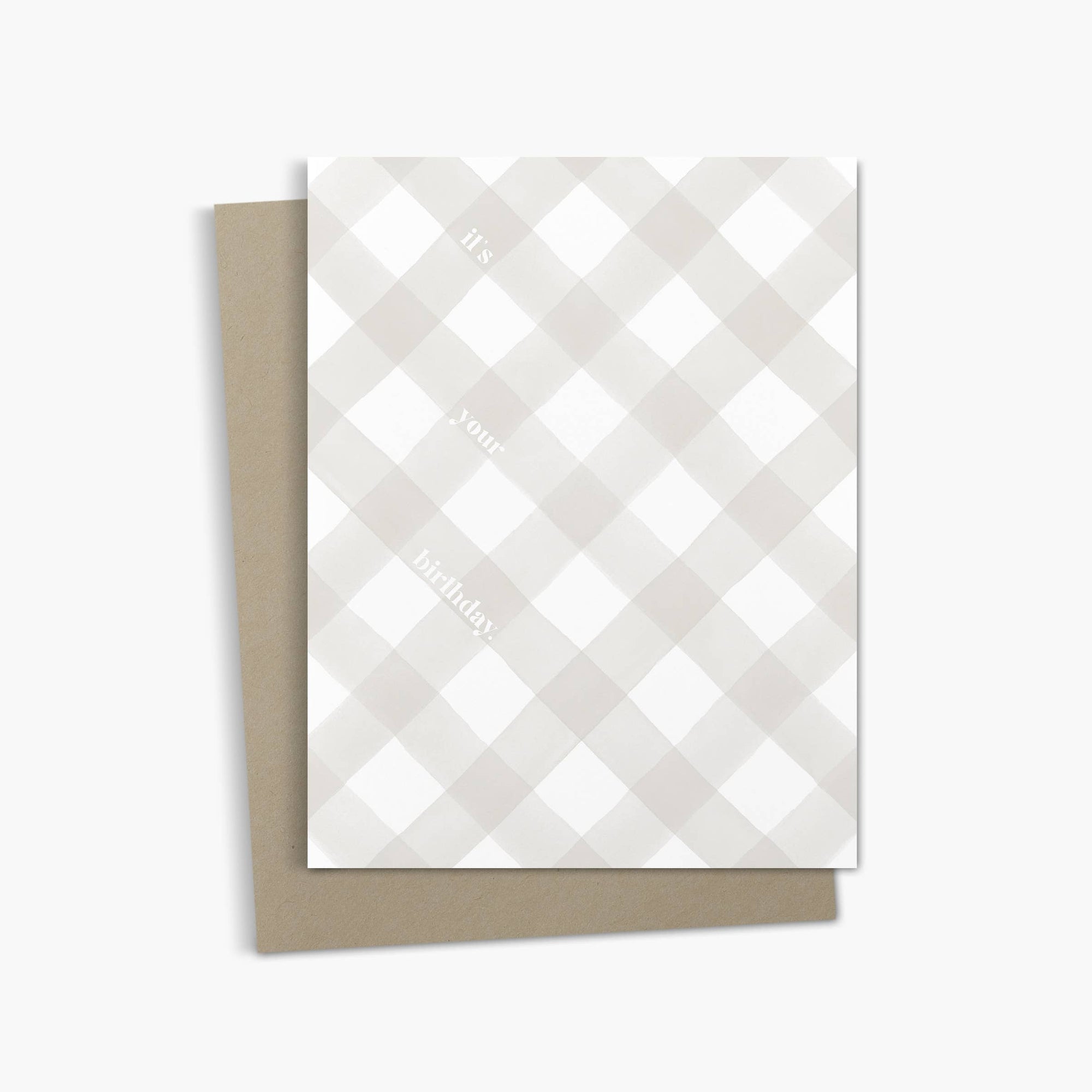 Grey Plaid Birthday Greeting Card