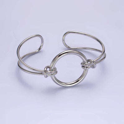 14K Gold Filled Round Circle Rope Tied Minimalist Cuff Bangle Bracelet - Cloth + Cabin