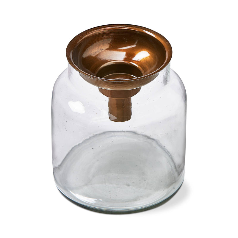 Mercantile Tealt/Taper Holder Wd White Glass - Cloth + Cabin
