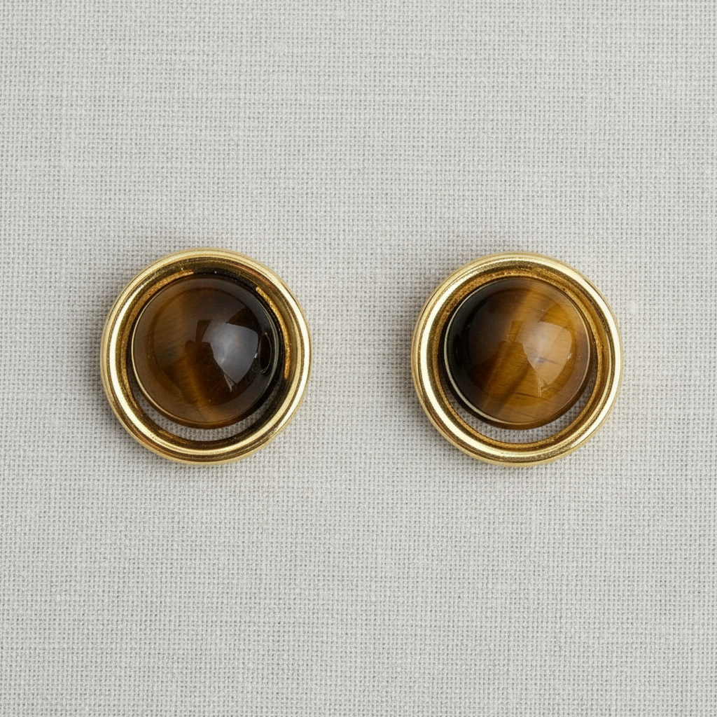 Vintage Inspired Round Tiger's Eye Studs - Cloth + Cabin