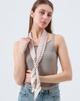Caramel Striped Satin Silky Skinny Scarf