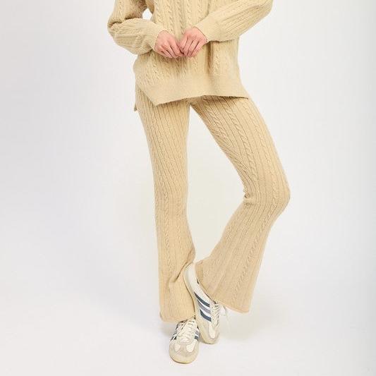 CABLE KNIT FLARED PANTS