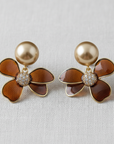 Enamel Floral and Pearl Stud Earrings - Cloth + Cabin