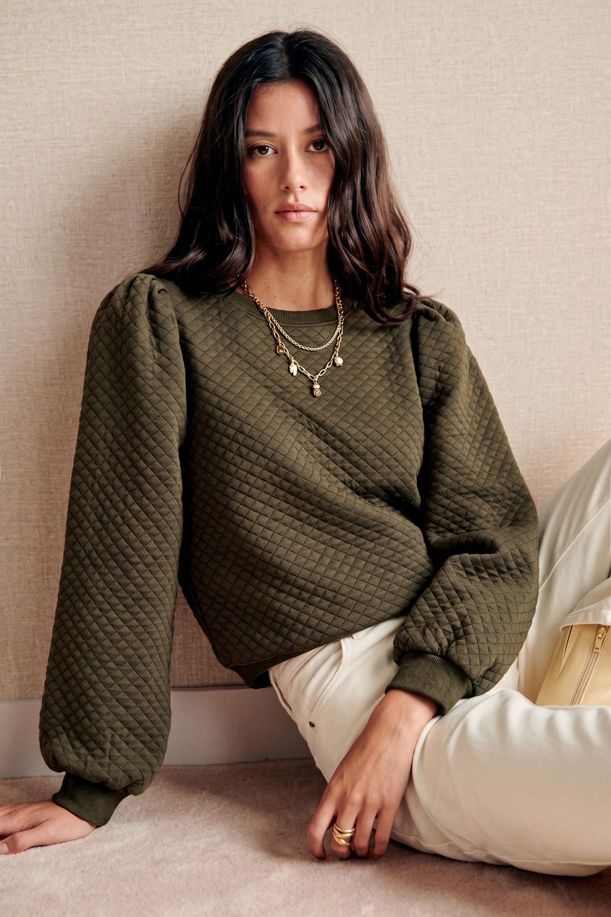 Kylee Puff Sleeve Quilted Sweatshirt