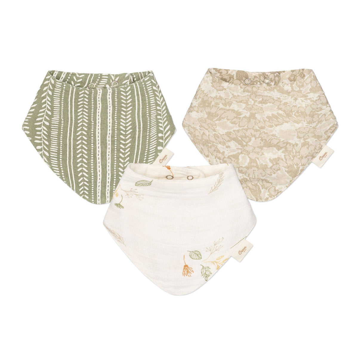 Willow Sage Muslin Cotton Bandana Baby Bib (3 Pack)