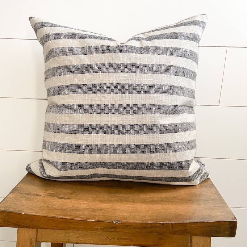 Charcoal Stripe Woven Pillow Cover 18x18 - Cloth + Cabin