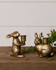Set of Gold Bunny Tapered Candle Holders