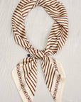 Caramel Striped Satin Silky Skinny Scarf