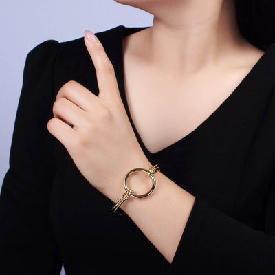 14K Gold Filled Round Circle Rope Tied Minimalist Cuff Bangle Bracelet - Cloth + Cabin