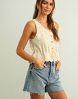 Raquel Sleeveless Button Front Knit Top