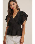 Zoie Swiss Dot Lace Peplum Blouse