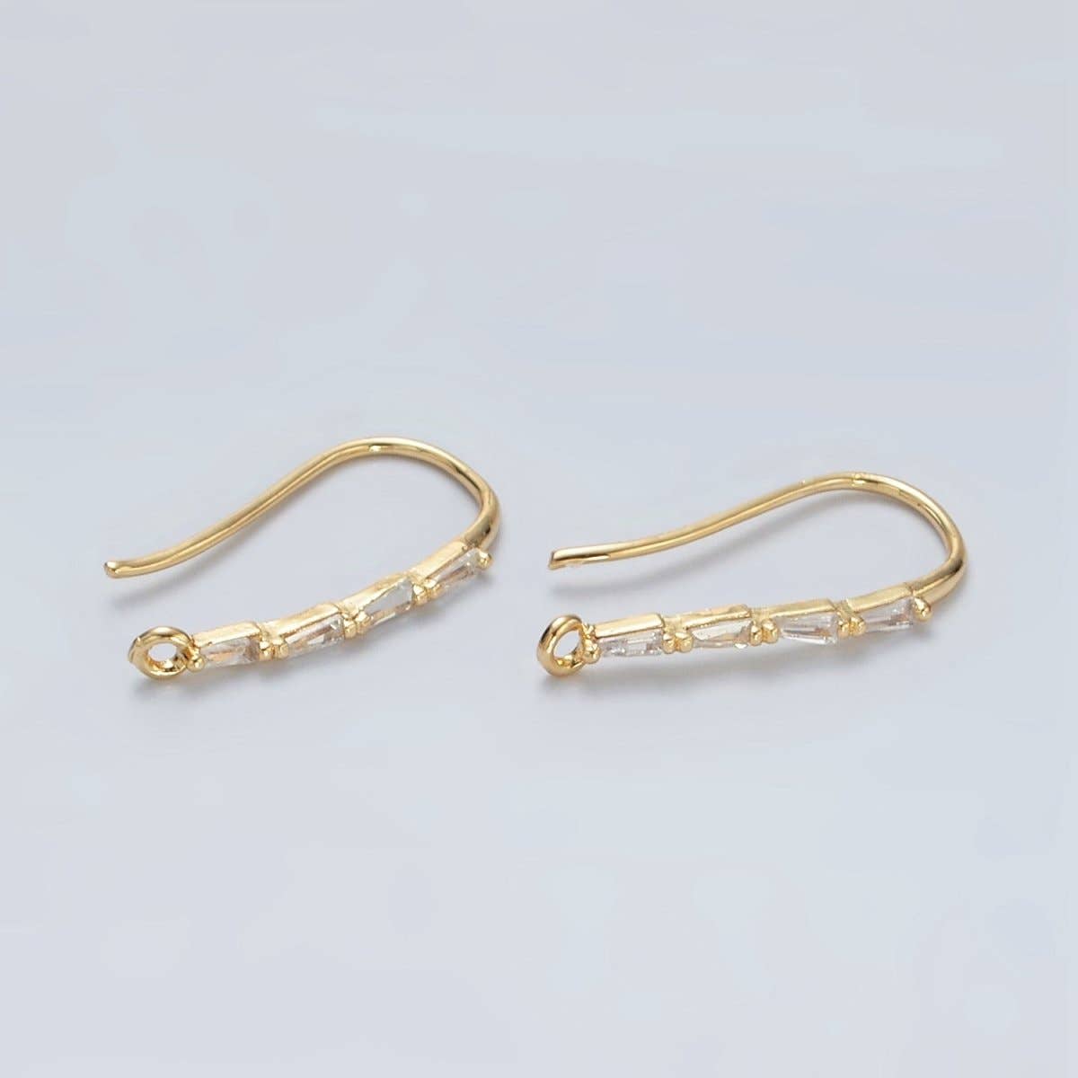 Baguette Lined French Hook Earrings
