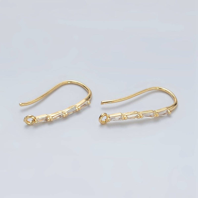 Baguette Lined French Hook Earrings