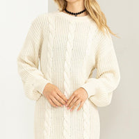 Chloe Cable Knit Ribbed Mini Sweater Dress