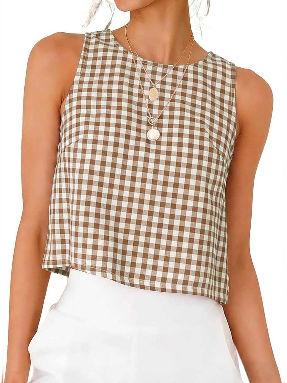Gabriela Plaid Button Tank