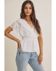 Zoie Swiss Dot Lace Peplum Blouse