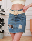Marbled Swirl Square Buckle Elastic Belt