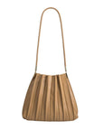 Carrie Taupe Pleated Vegan Shoulder Bag