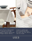 Grey Striped Tablecloth - Cloth + Cabin