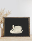 Vintage Framed Print | Antique Swan Painting A36 - Cloth + Cabin
