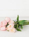 14in real touch Tulip Bud w. Leave Pink