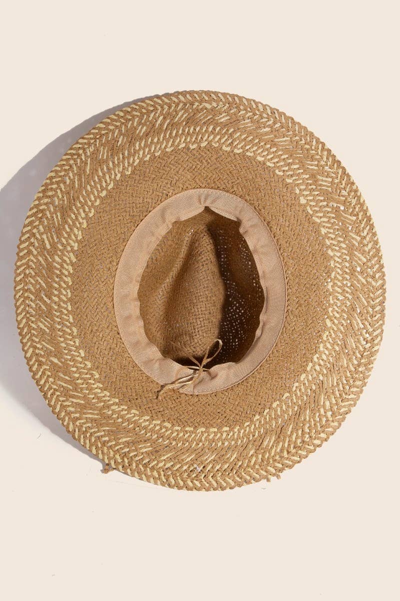 White Stuff Two-Tone Straw Sun Hat in Natural and Olive Sz OS Packable Boho Chic Eppie | Womens Natural & Green Two Tone Toyo Straw Sun Hat  main image 4