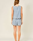 Bianca Embroidered Waist Elastic Flare Shorts