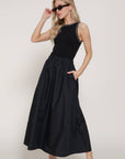 Brisa Sleeveless Piping Knit Long Dress