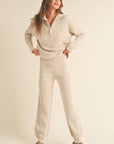 Roselyn Waffle Pattern Sweater Jogger Pants
