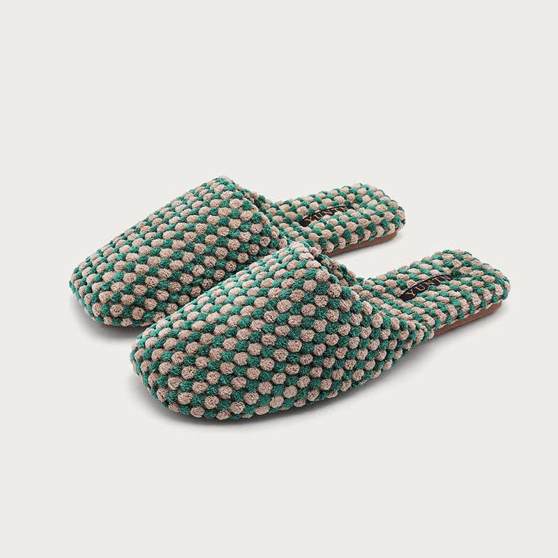 Color Block Cozy Textured Woven Slippers