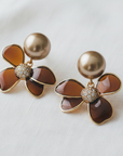 Enamel Floral and Pearl Stud Earrings - Cloth + Cabin