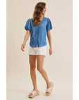 Danika Bubble-Sleeves Top