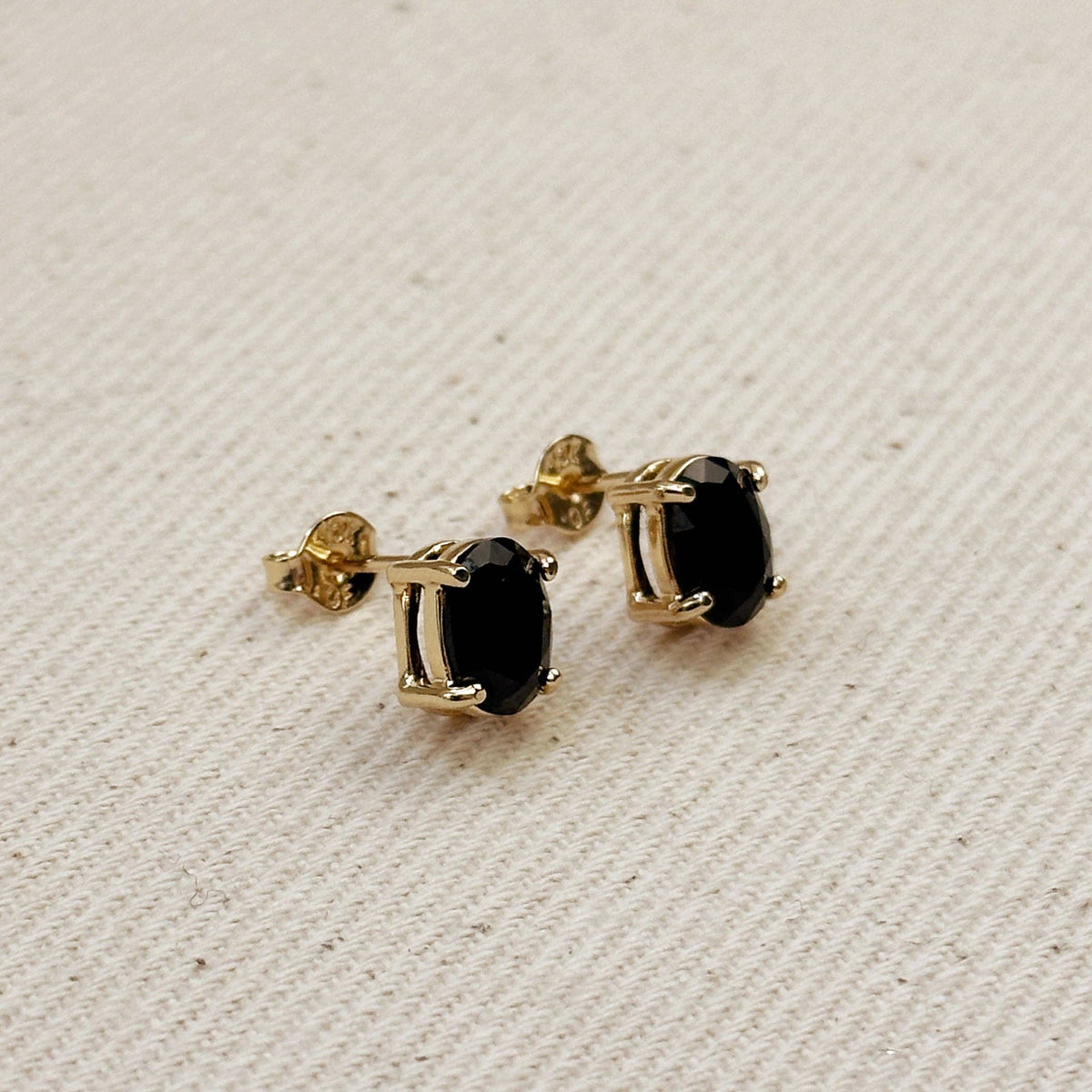 Taylor-18k Gold Filled Oval Black Cubic Zirconia Stud Earrings - Cloth + Cabin