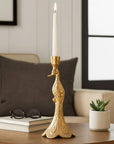 Gold Peacock Taper Candle Holder - Cloth + Cabin