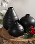 Ebony Compact Vase / Set of 3