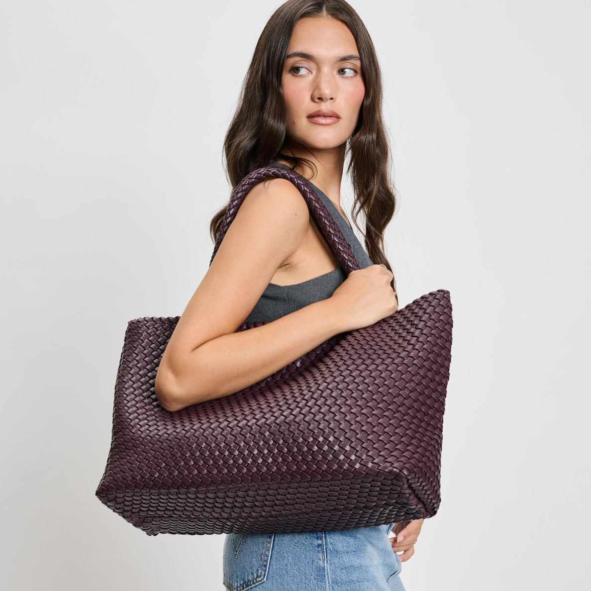 Solana Woven Vegan Leather Tote