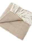 Camel Herringbone Fringed Throw Blanket