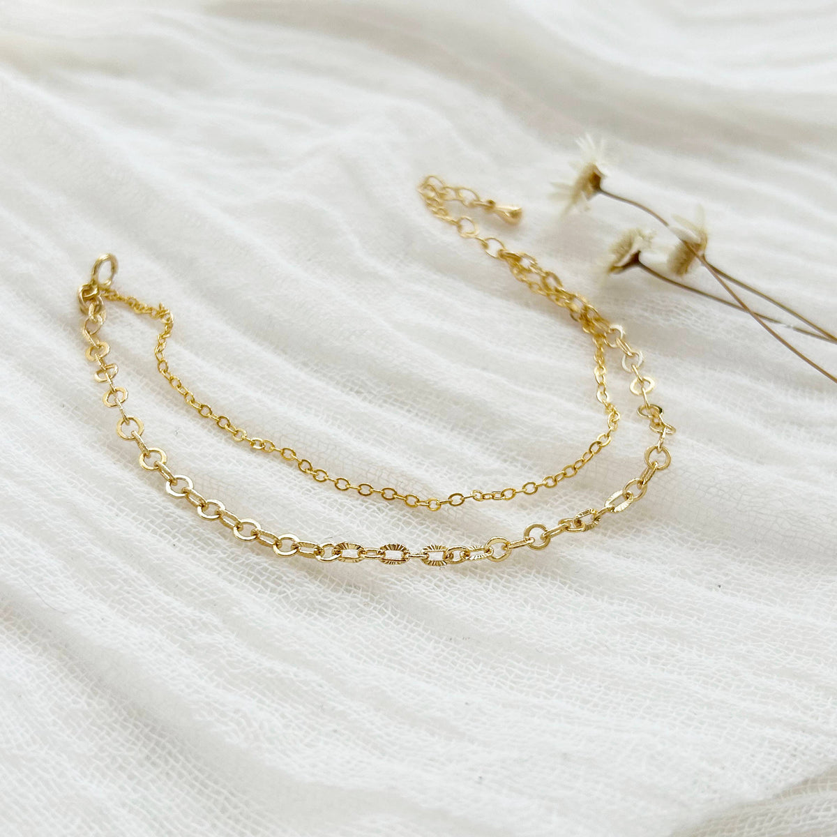 Dainty Double Chain Gold Bracelet