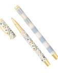 Blue Floral Metal Pen Set