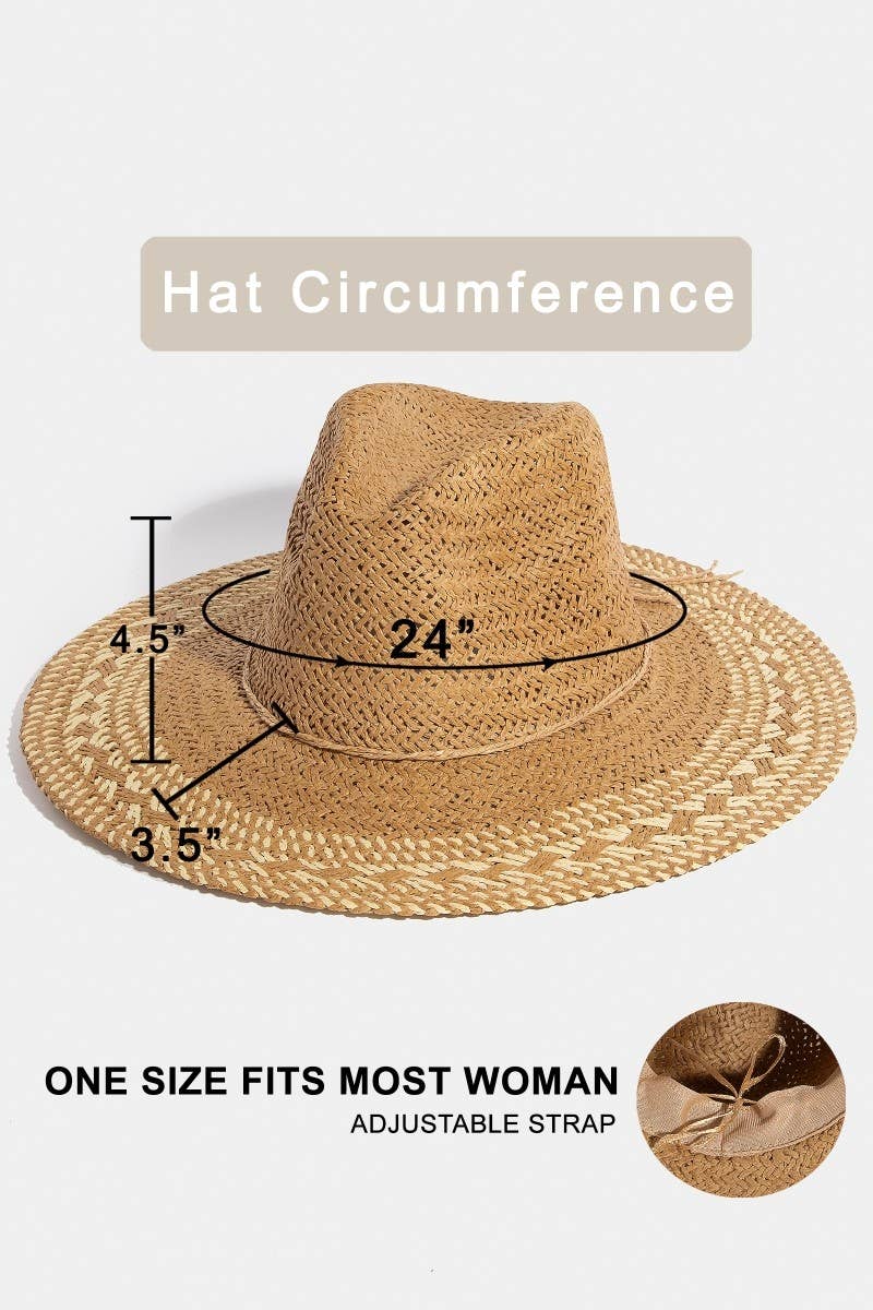 Two Tone Floppy Boho Straw Hat