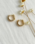 Gold Textured Huggie Hoops