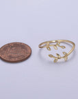 Micro Pave CZ Crystal Gold Minimalist Olive Vine Ring