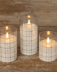 Andri Plaid Glass LED Flame Candle