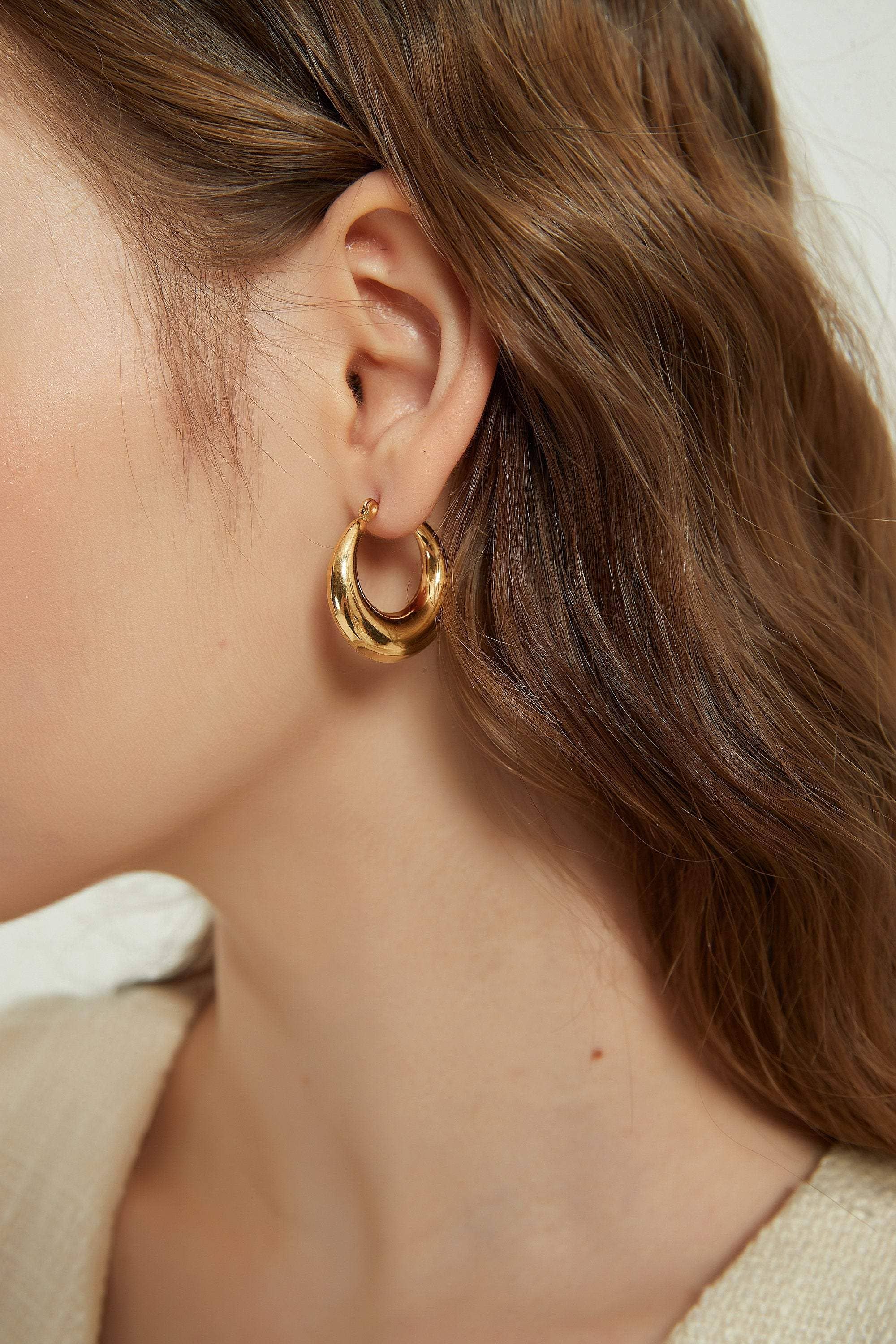 Julia Gold Dome Hoop Earrings
